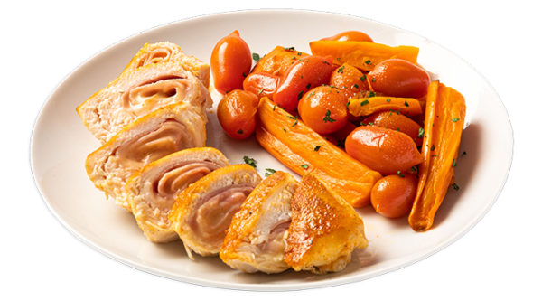 Suprema Rellena con Cherrys y Zanahoria
