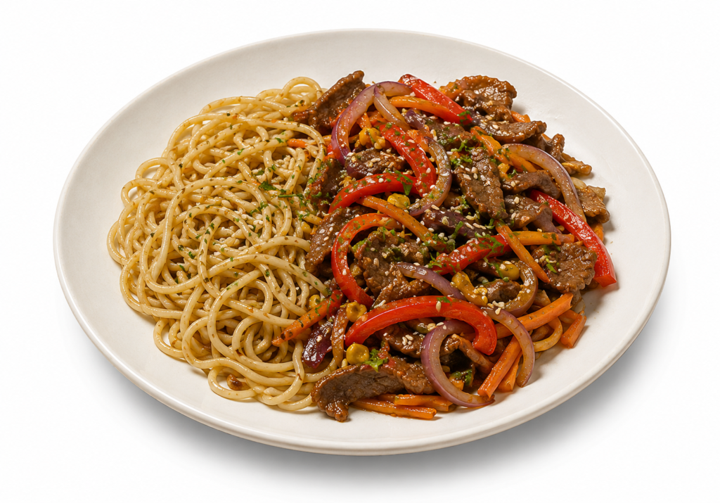 Wok de Ternerita con Spaghetti